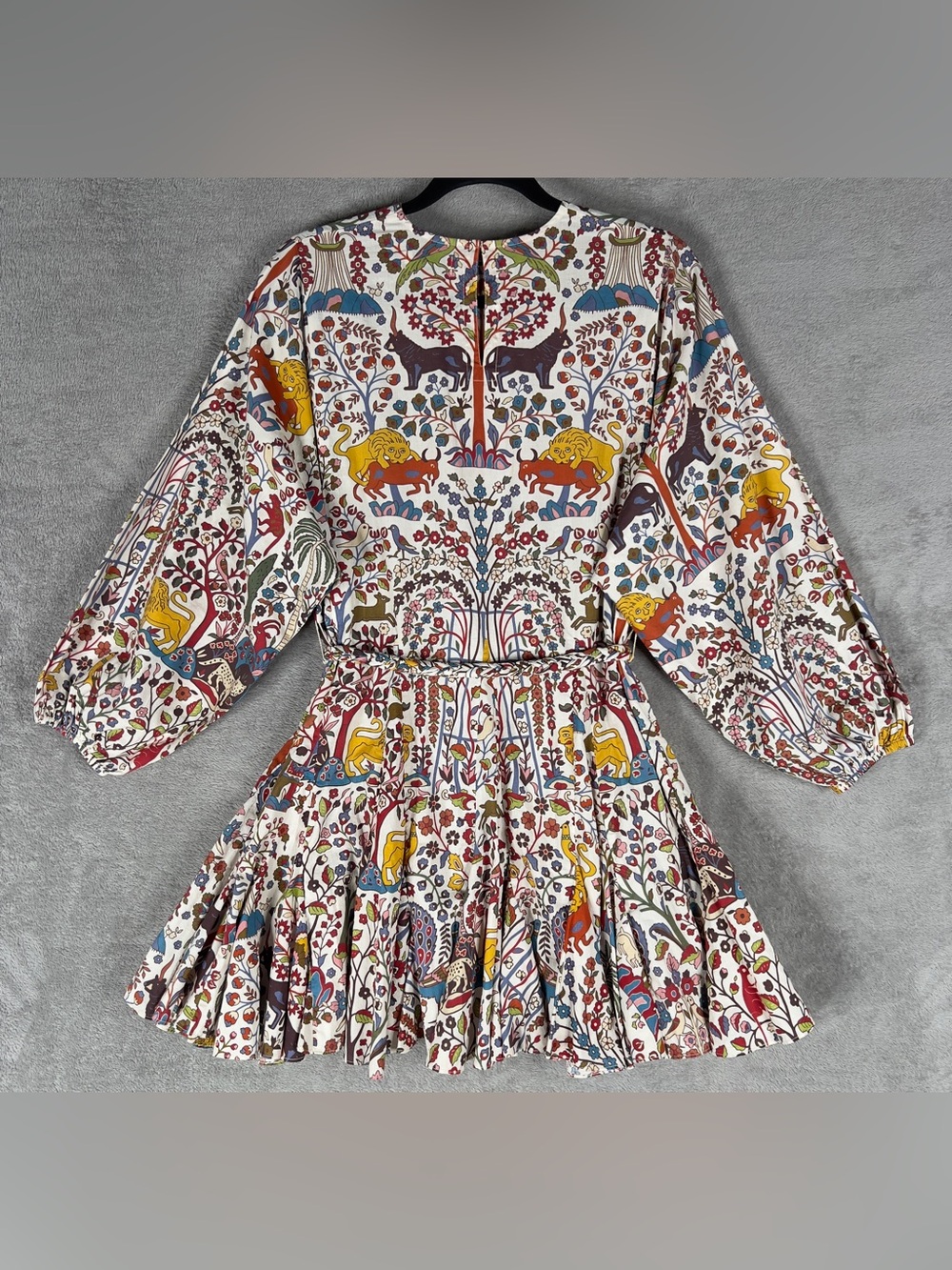 Rhode Ella Jungle Print A-Line Mini Dress Women's XS Belted Boho Long Sleeve - Picture 8 of 11